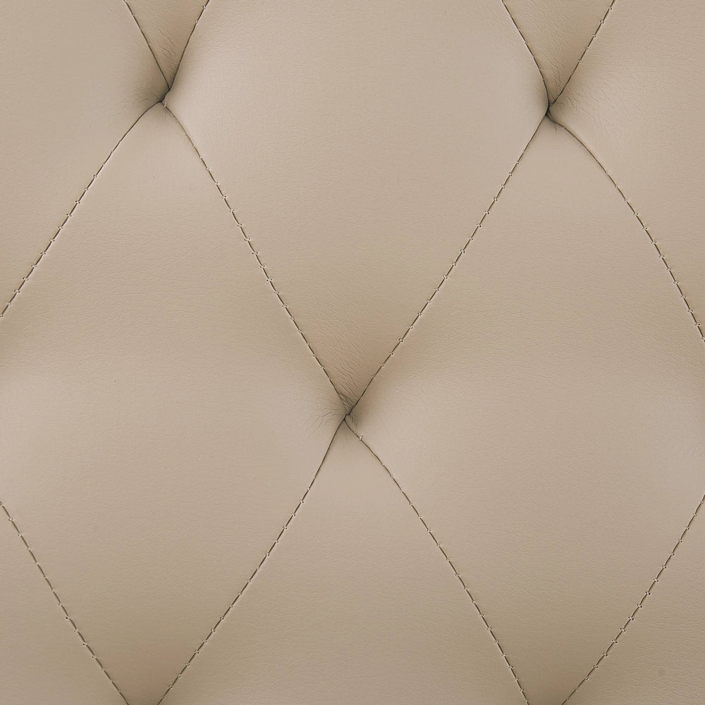 Letto rivestimento in ecopelle beige 180 x 200 cm dal design moderno trapuntato testiera