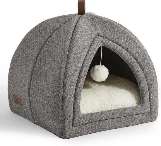 Gatto grande - 40 x 40 x 40 cm gatto con cuscino Sherpa rimovibile - grigio chiaro