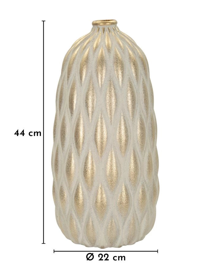 Vaso Pepitas Ø22x44 cm in Ceramica Grigio e Oro