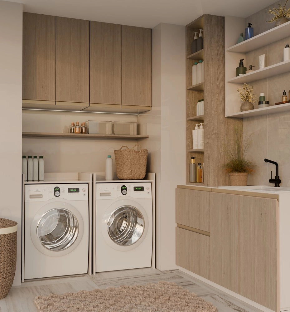 Mobile bagno per lavatrice POLA NP cashmere beige ripiano scaffale per bagno
