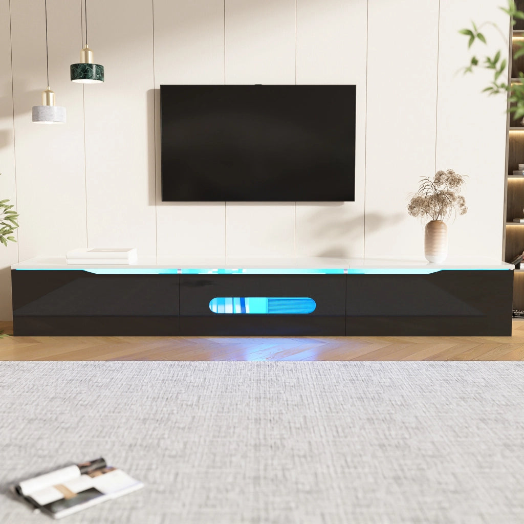 Cassettiera per TV nera e bianca; MDF e truciolare; 180 cm