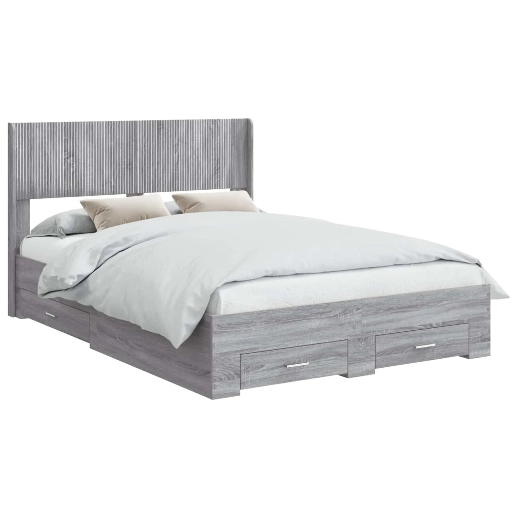 Struttura del letto con stoccaggio e testata-Giroletto con contenitore Sonoma grigio 764409