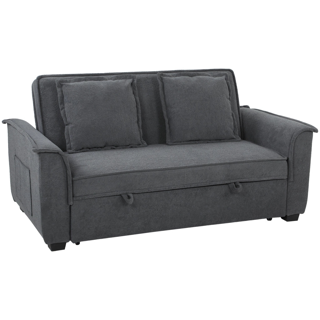 Divano letto futon 2 posti ¨C Xylo ¨C con schienale regolabile e 2 cuscini grigio scuro