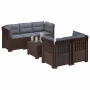 Divano da Giardino 5 Posti con Cuscini Stile Rattan PP Marrone 3443913