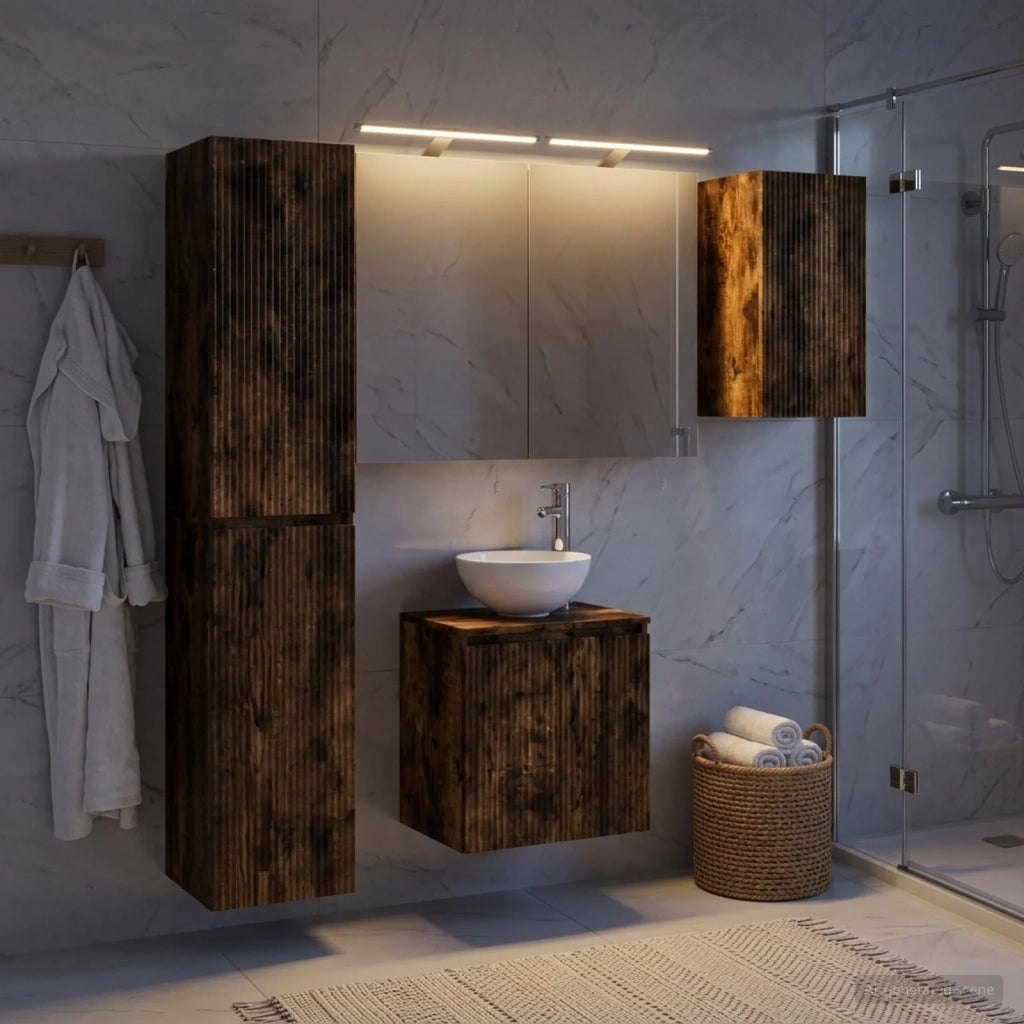 Set di Armadi da Bagno 5 pcs Rovere Fumo 50 x 14,5 x 70 cm 3407291