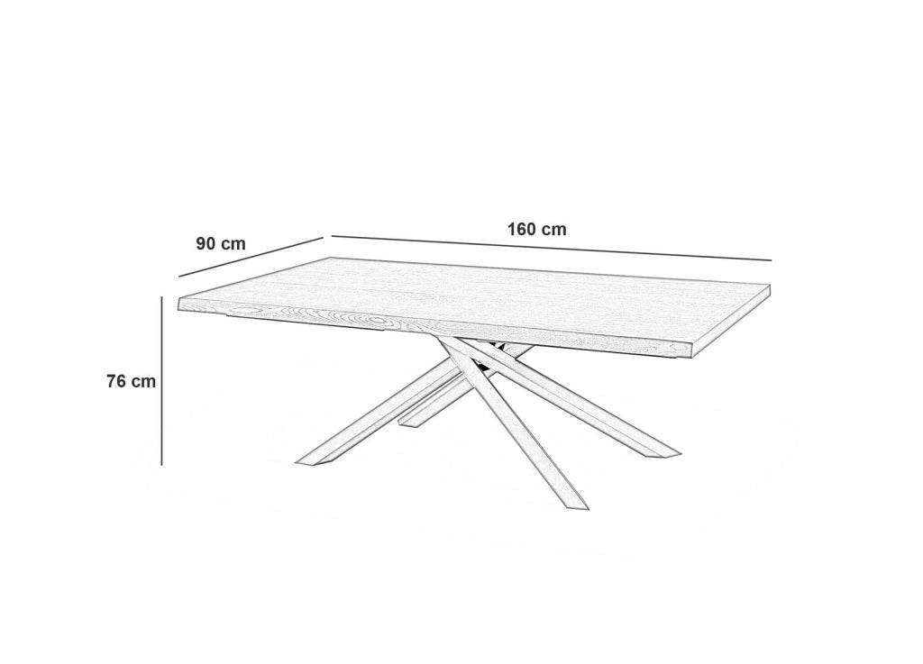 Tavolo Fisso 160x90x76 cm in Rovere Impiallacciato Spike Naturale