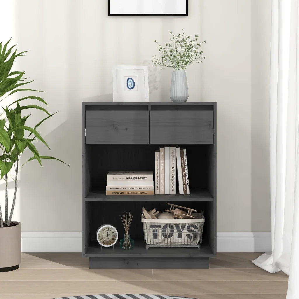 Mobile Consolle | Tavolo d'Ingresso Grigio 60x34x75 cm in Legno Massello di Pino