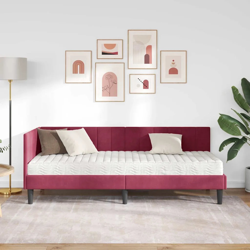 Struttura Letto Angolare con Materasso 2 pcs Verde Velluto