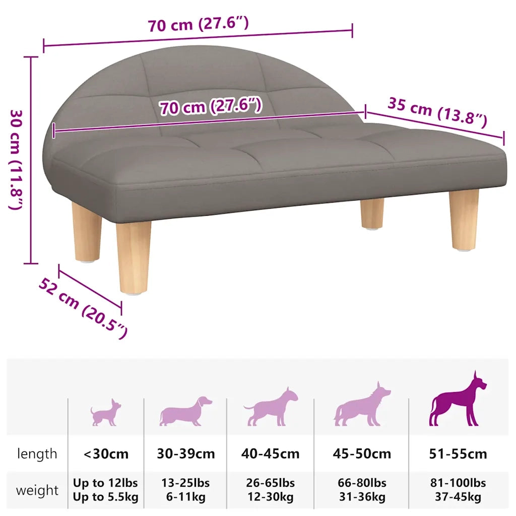 Lettino per Cani Tortora 70x52x30 cm in Tessuto CFW4927217