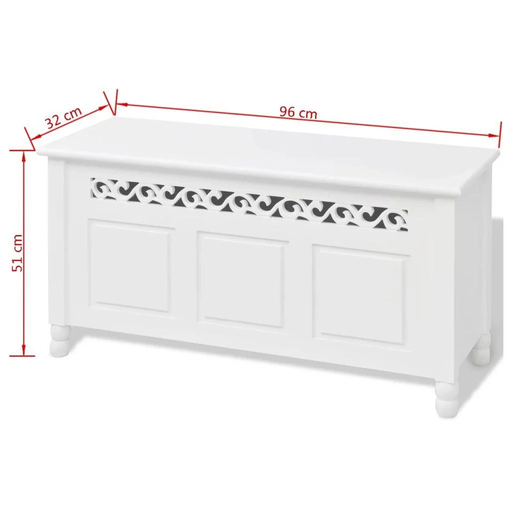 Pouf/sgabello/panca contenitore/mobile in stile barocco bianco 3002032