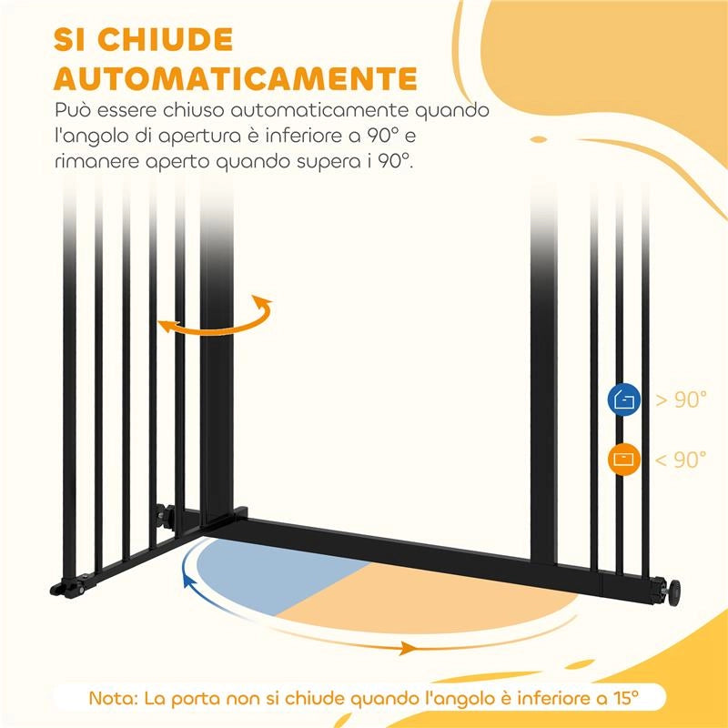 CANCELLINO PER CANI 2 ESTENSIONI CON LARGHEZZA REGOLABILE FINO 100 CM E CHIUSURA AUTOMATICA NERO
