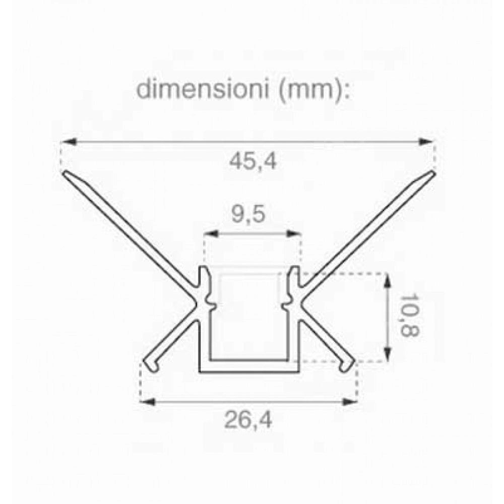 Kit profilo Angolare da rasare a cartongesso da 2m con copertura satinata e 2 tappi