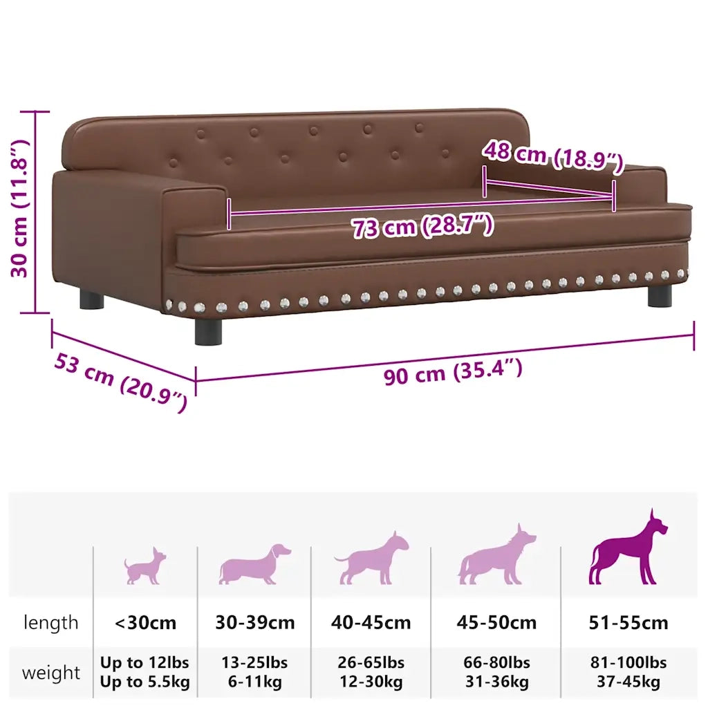Lettino per Cani Marrone 90x53x30 cm in Similpelle