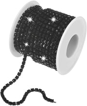 Chiusura a cristalli da 2 mm, 10 metri, catena a singola riga con griffe regolabili, cristalli griffe a cupola, catena rotola per decorazione/schegge artigianali [nero]