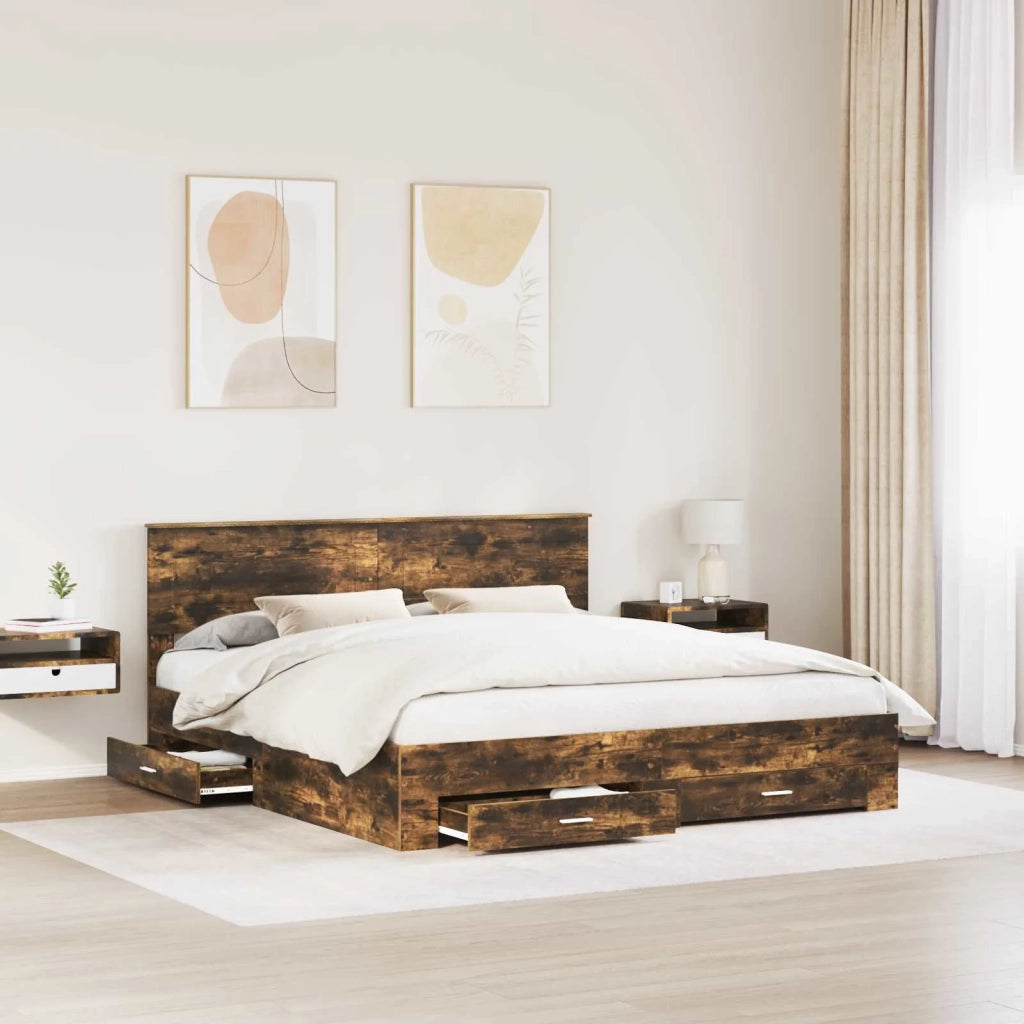 Struttura del letto Rovere fumé 200 x 200 cm Legno multistrato