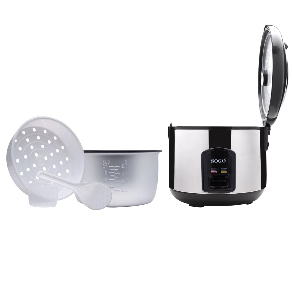 Cuociriso elettrico 1,8L acciaio inox, rivestimento antiaderente, cottura a vapore 700W cucina - SOGO