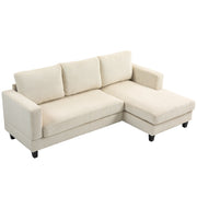 Divano Angolare 3 Posti con Chaise Longue ¨C Zephmum ¨C Velluto Antimacchia Beige 214 cm