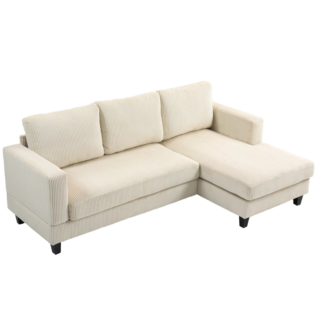 Divano Angolare 3 Posti con Chaise Longue ¨C Zephmum ¨C Velluto Antimacchia Beige 214 cm