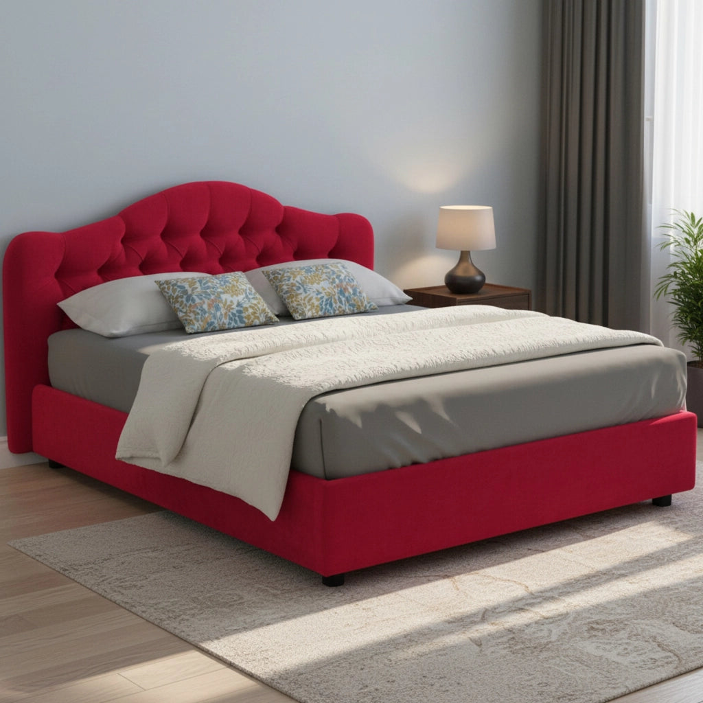 Letto Matrimoniale Arex, Letto Matrimoniale Sfoderabile Made in Italy, Rosso