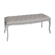 Panca imbottita ecopelle bianco legno shabby bianco 110x43x43 - Mobili 2G