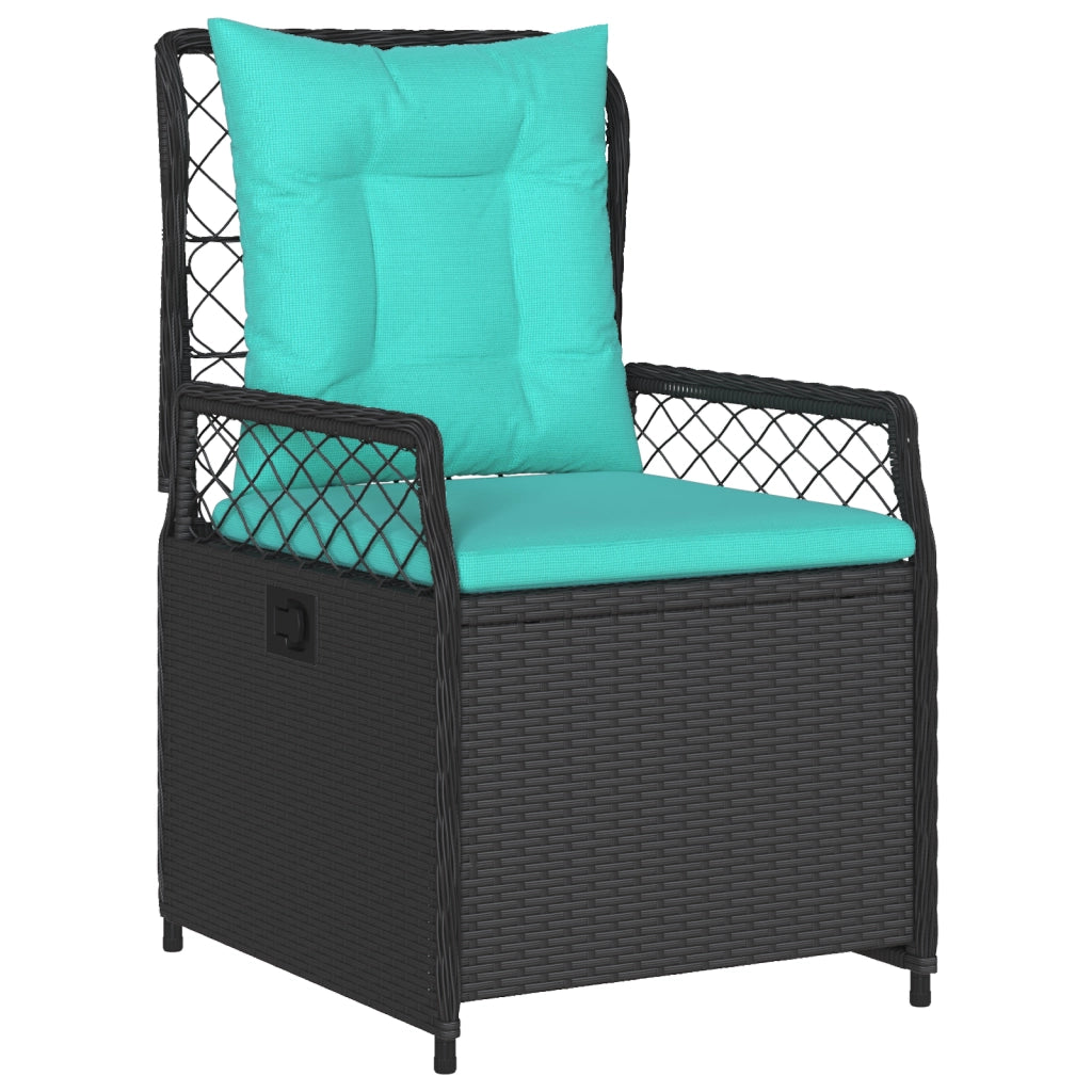 Set da Pranzo da Giardino in 7 Pezzi Rattan Polimerico Nero