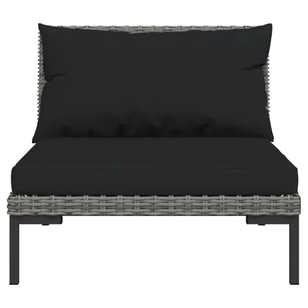 Set Divani Giardino 7 pz con Cuscini in Polyrattan Grigio Scuro cod mxl 41111