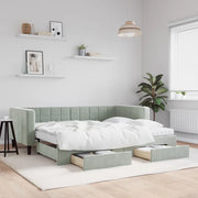 Divano Letto Estraibile Cassetti Grigio Chiaro 90x190cm Velluto 3196776
