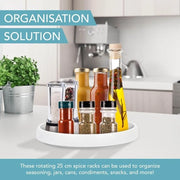 Organizzatore a rotazione, 2 pezzi da 25 cm per diverse applicazioni di organizzazione della cucina, ad esempio organizzatore a rotazione per spezie, organizzatore per spezie