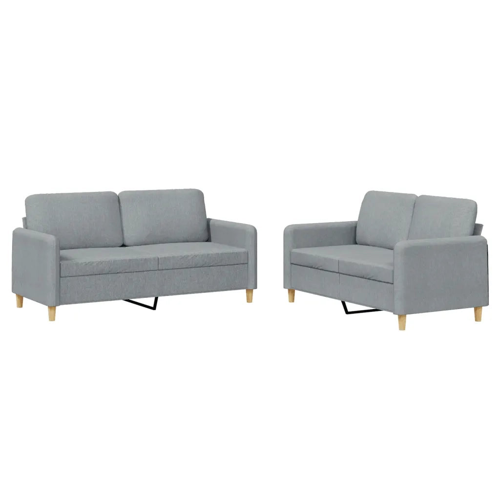 Set di Divani 2 pz con Cuscini Grigio Chiaro in Tessuto 3202086