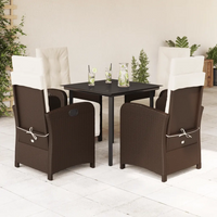 Set da Pranzo da Giardino 5pz con Cuscini in Polyrattan Marrone 3212342