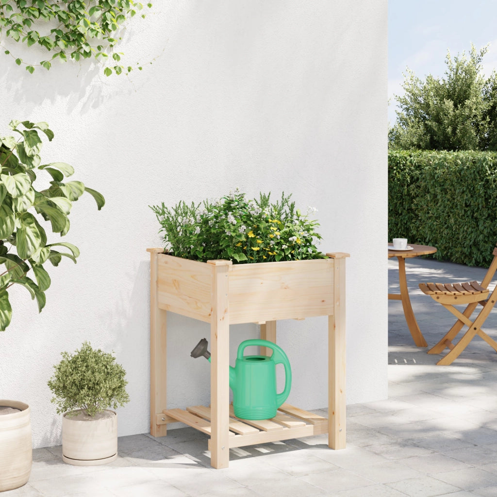 Piantana da Giardino  con Ripiano 60x60x76 cm in Legno Massello di Abete