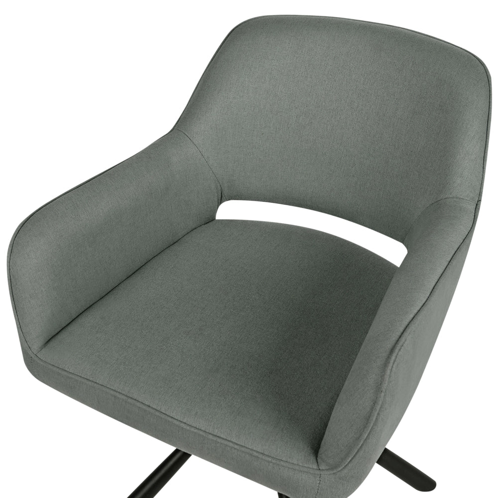 Set di 2 sedie da pranzo girevoli in tessuto verde scuro con braccioli schienale gambe in metallo nero Retro Transitional