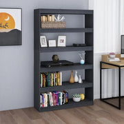 Libreria Divisorio-Scaffale per Libri-Mobile di Stoccaggio Grigio 100x30x167,5 cm in Massello di Pino