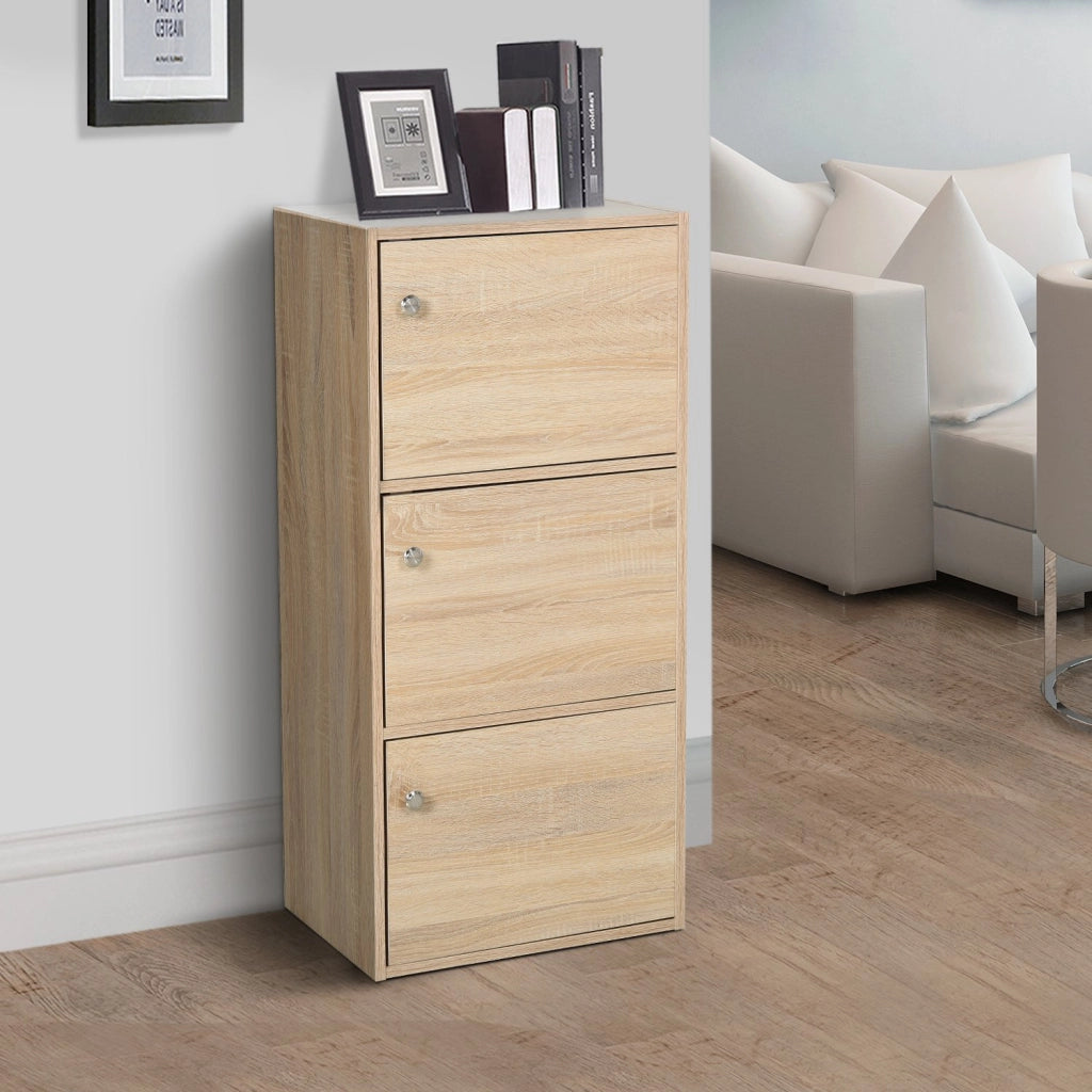 EasyComfort Mobiletto Multiuso con 3 Ripiani in Legno e 3 Antine per Casa, Camera, Soggiorno o Ufficio, 48x34x100cm