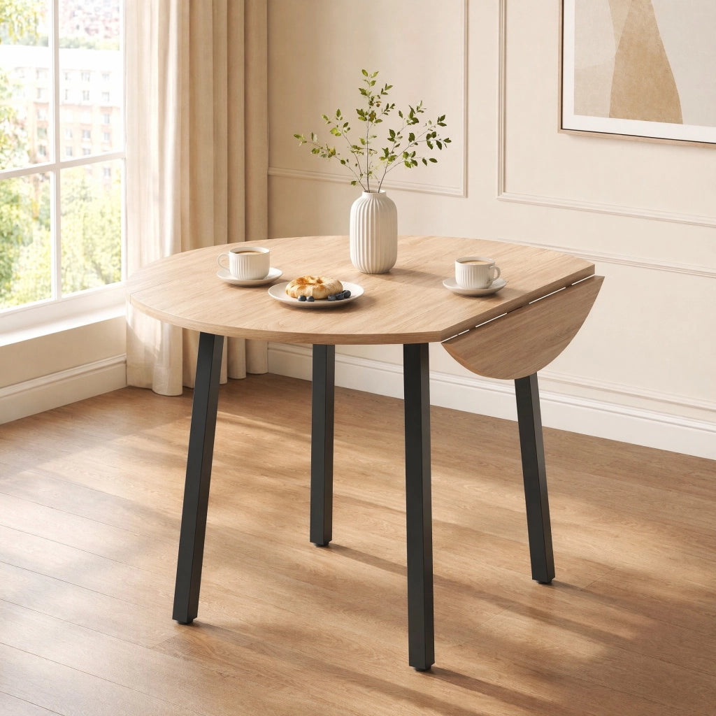 Tavolo da pranzo rotondo pieghevole 100 x 100 cm; rovere