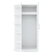 Armadio guardaroba a 2 ante 90x55x170 cm con ripiani e cassetti in MDF; bianco