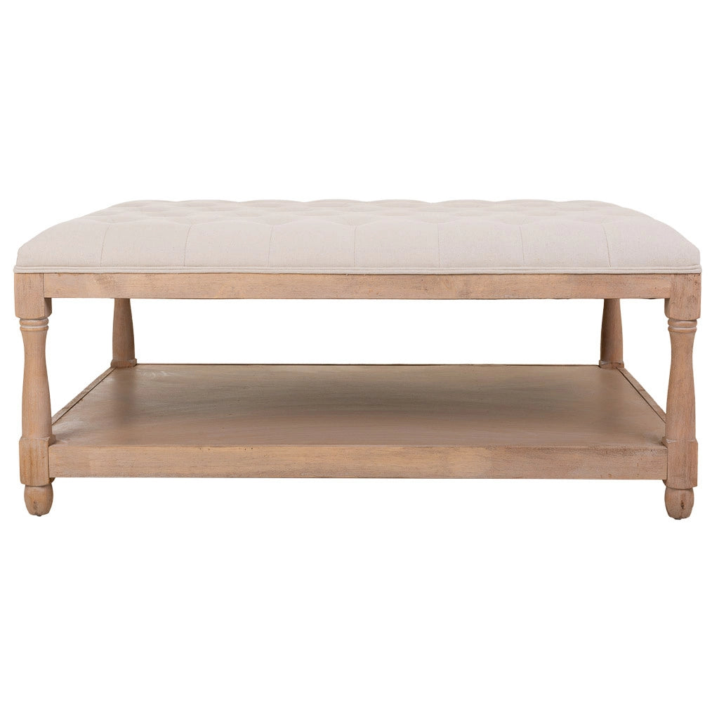 Sgabello imbottita in legno panna 110x78x48h
