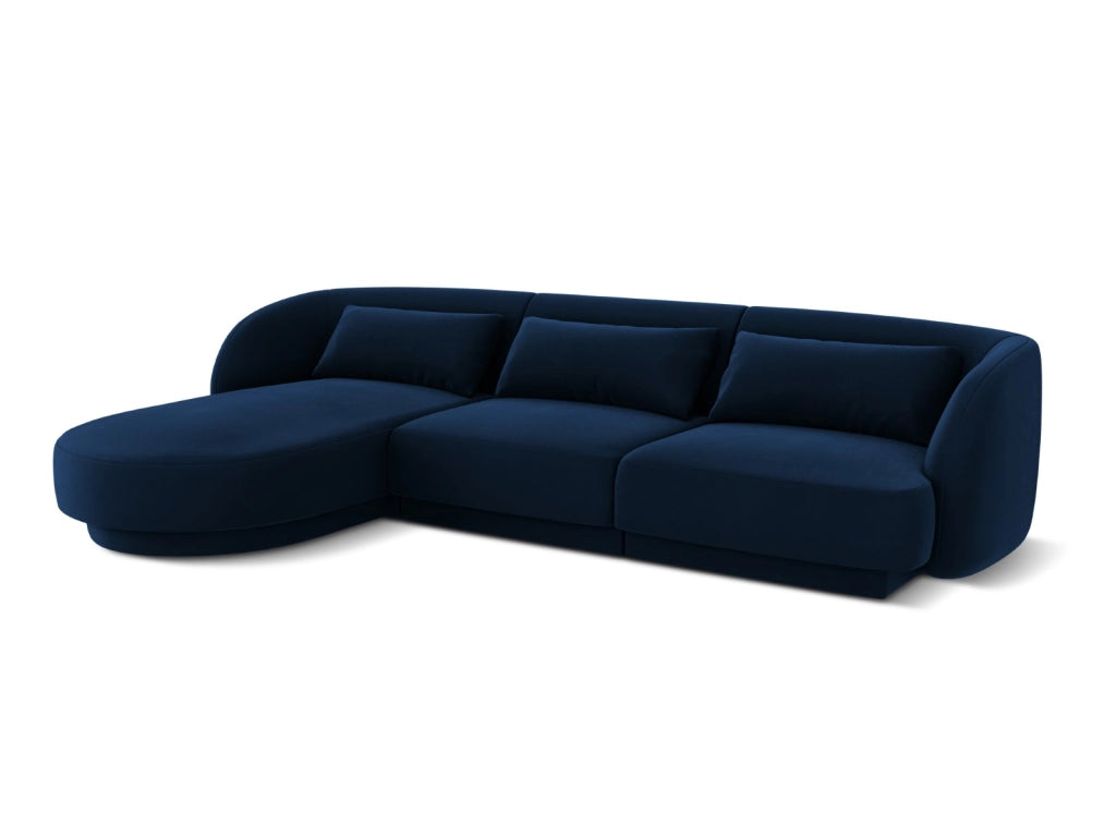 Cosmopolitan Design - Divano angolare sinistro "Tulum" 4 posti in velluto blu reale 