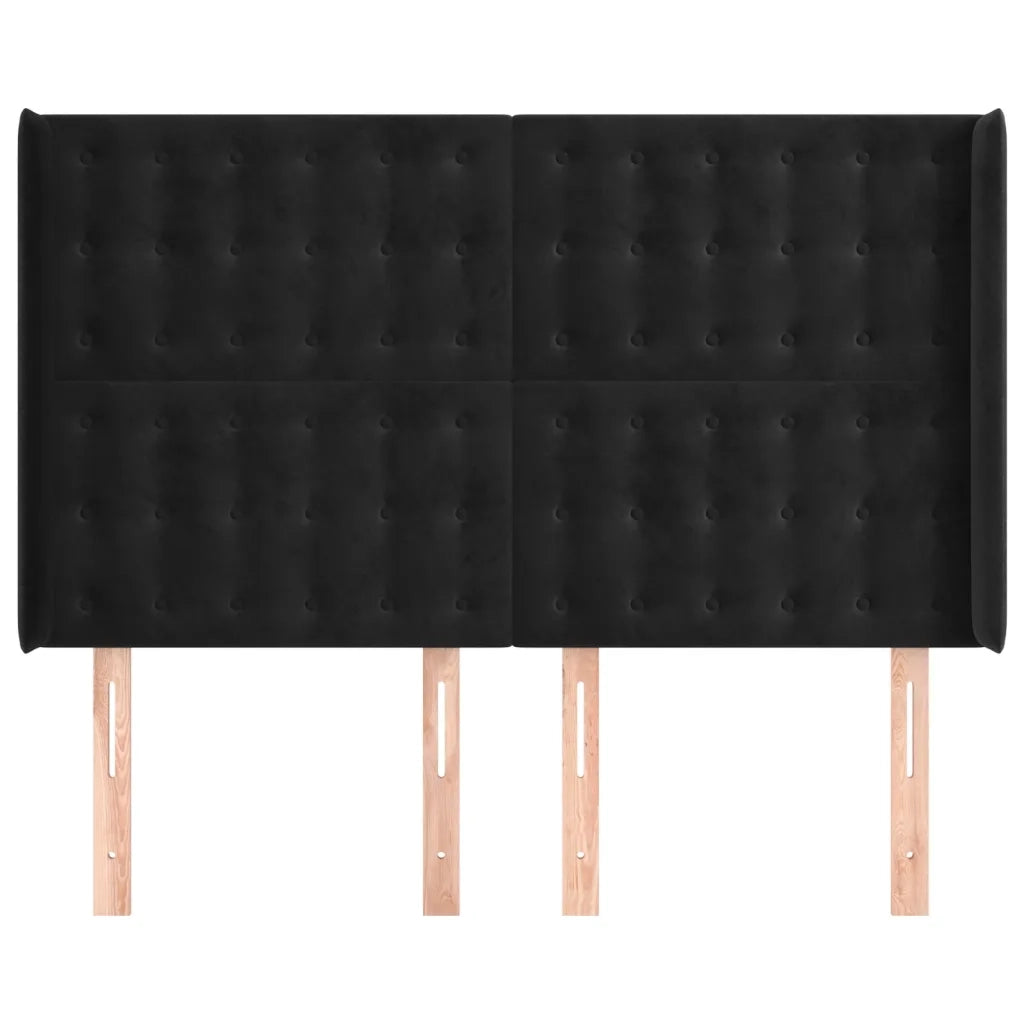 Testiera ad Orecchio Nera 147x16x118/128 cm in Vellutocod mxl 97763