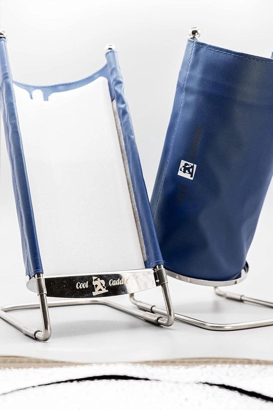 Cool Caddie congelatore per vino, conservatore di vino, raffreddatore di bottiglia, raffreddatore di champagne, contenitore per bevande, acciaio inossidabile, regalo per gli amanti del vino e come regalo per ogni occasione, rivestimento blu