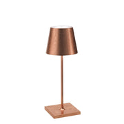 Lampada a led da tavolo Poldina Pro Mini Foglia Rame ricaricabile e dimmerabile con batteria fino a 12 ore