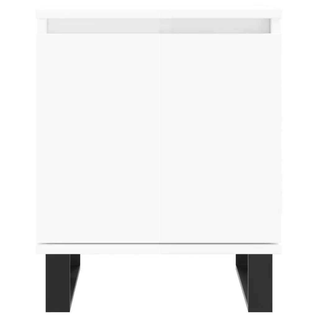 Comodini 2 pz Bianco Lucido 40x30x50 cm in Legno Multistrato 826849