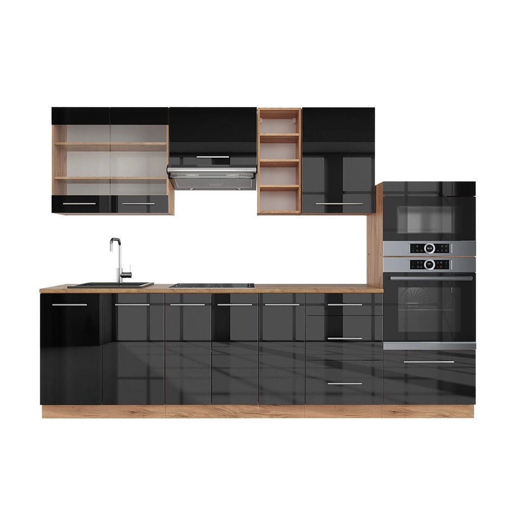 Cucina componibile Fame-Line Antracite lucido/Rovere dorato 280 cm, PL Marmo Vicco