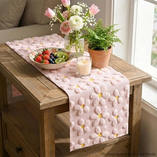 Tela da Cucina Decorativa - Decorazione per Festa - Disegno Fiorale - 33 x 183 cm - Rosa