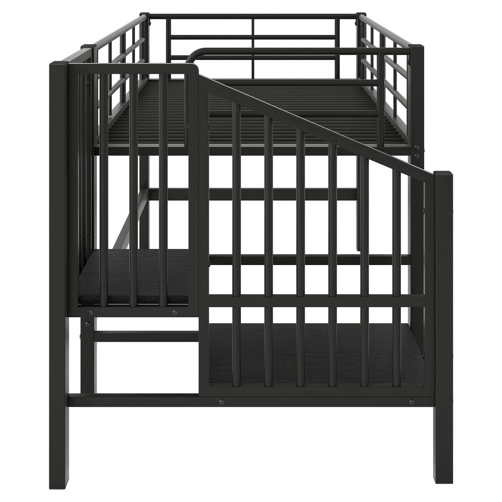 Letto a soppalco con scaletta contenitore ¨C Minimal ¨C Nero metallo 90x200
