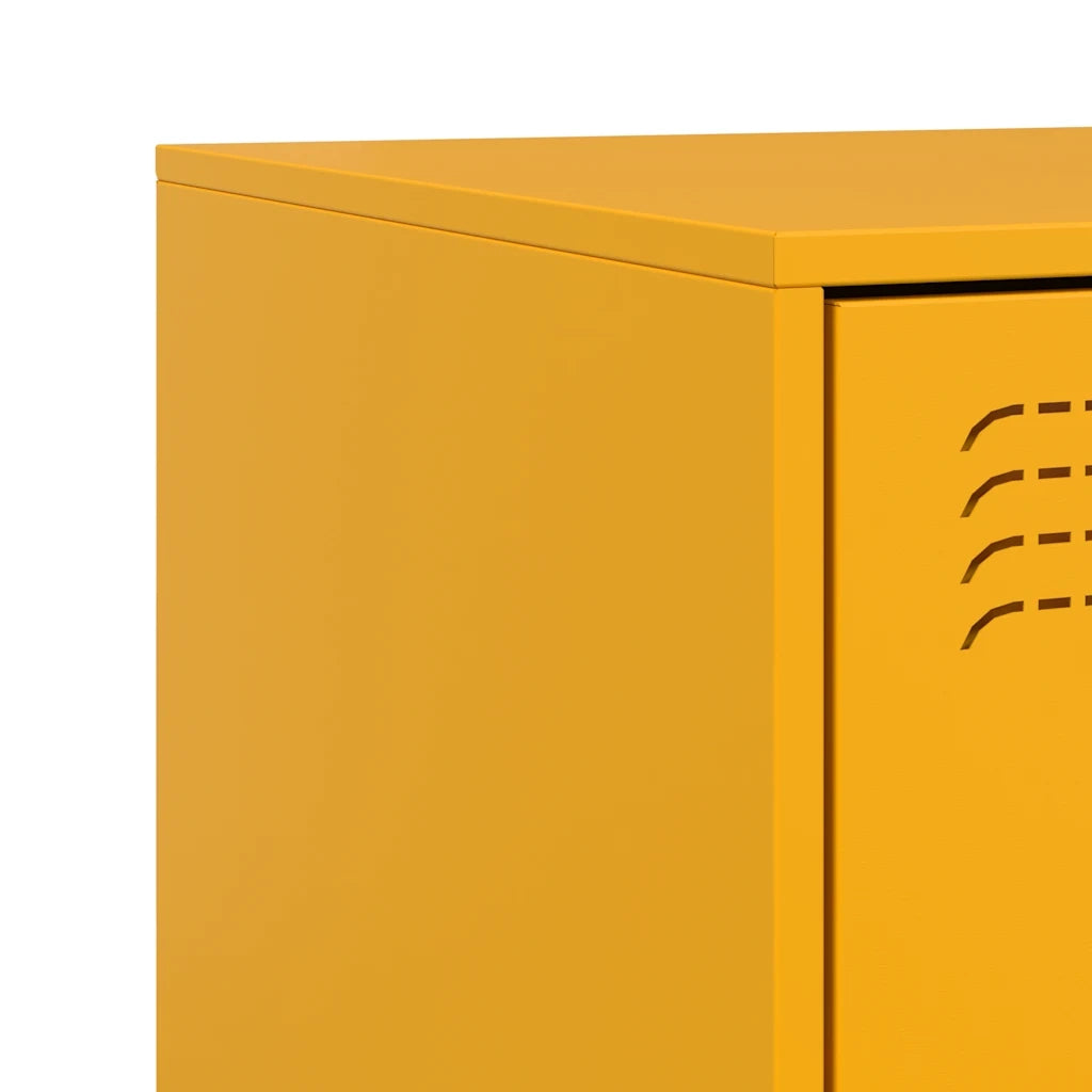 Comodini 2 pz-Set di 2 Tavolino da notte Giallo Senape 34,5x39x62 cm in Acciaio