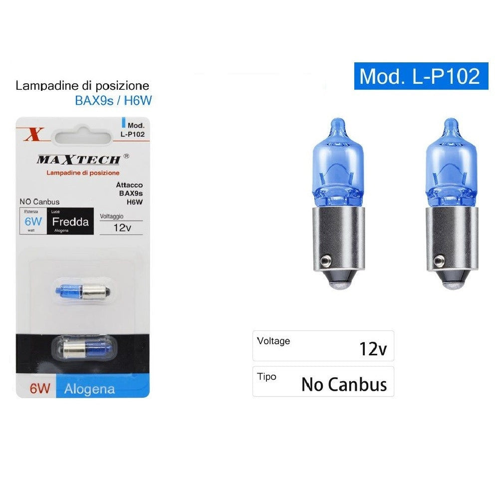 Trade Shop - Lampadine Posizione Auto Bax9s H6w 12v 6 W Luce Fredda Alogena No Canbus L-p102 -