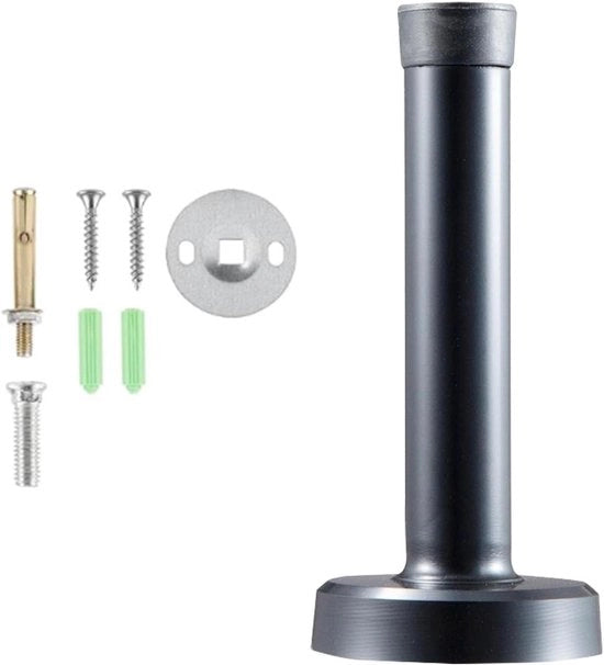 Stopper di sicurezza in acciaio inossidabile (1 pezzo) senza perforazione con anello in gomma - Argento - Massiccio e pesante (Nero - 20 cm)