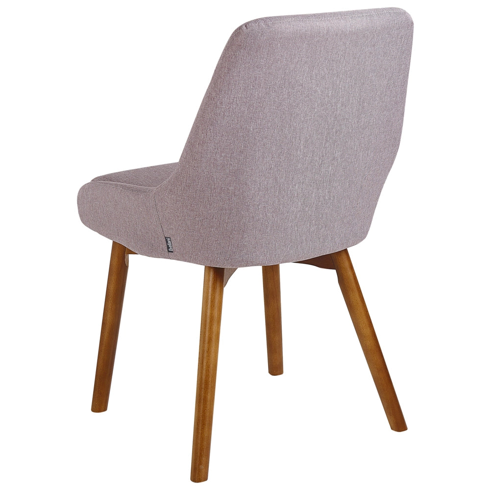 Set di 2 sedie Tessuto poliestere color talpa Gambe in legno massello scuro Seduta spessa imbottita