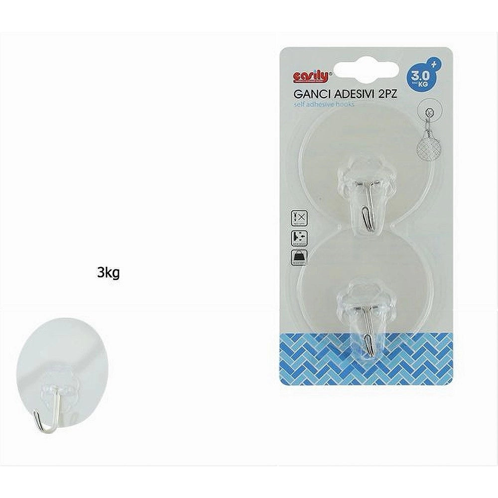 Trade Shop - Set 2pz Ganci Adesivi Appendi Strofinacci Asciugamani Accappatoio Bagno Cucina 87756 -
